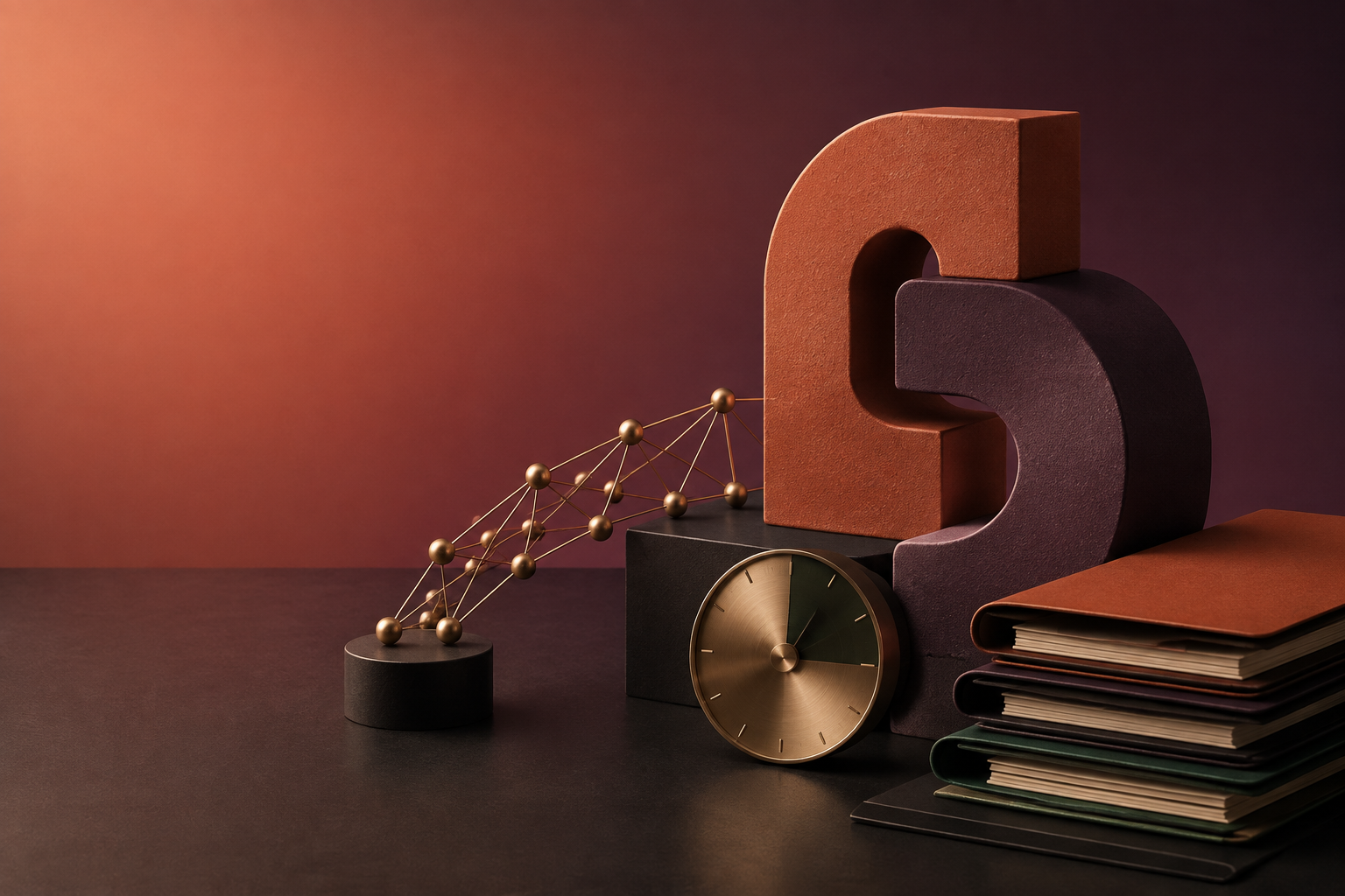 Ilustración 3D que representa el acompañamiento financiero y la coordinación de procesos